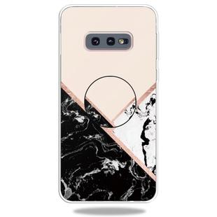 3D Marble Soft Silicone TPU Case Cover Bracket For Galaxy S10e(Black and White Powder)