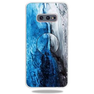 3D Marble Soft Silicone TPU Case Cover Bracket For Galaxy S10e(Dark Blue)