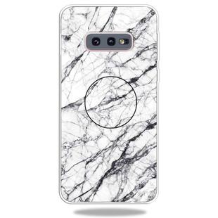 3D Marble Soft Silicone TPU Case Cover Bracket For Galaxy S10e(White)