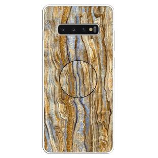 3D Marble Soft Silicone TPU Case Cover Bracket For Galaxy S10+(Brown)