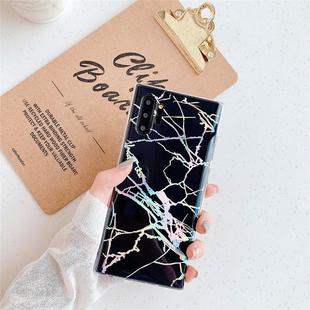 TPU Glossy Laser Marble IMD Colorful TPU Case for Galaxy Note10+(Black)