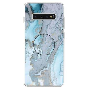 3D Marble Soft Silicone TPU Case Cover Bracket For Galaxy S10(Silver Blue)