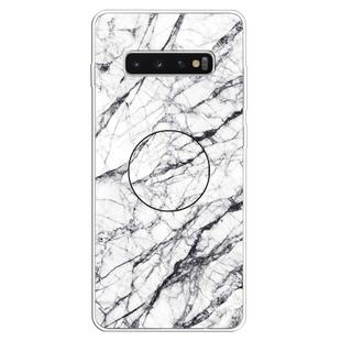 3D Marble Soft Silicone TPU Case Cover Bracket For Galaxy S10(White)