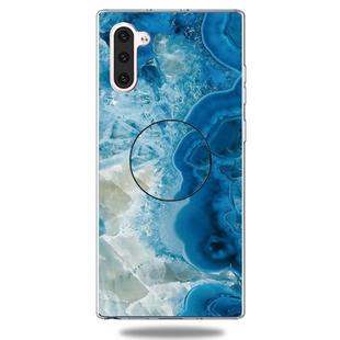 3D Marble Soft Silicone TPU Case Cover Bracket For Galaxy Note10(Light Blue)