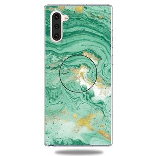 3D Marble Soft Silicone TPU Case Cover Bracket For Galaxy Note10(Dark Green)