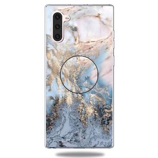 3D Marble Soft Silicone TPU Case Cover Bracket For Galaxy Note10(Gold Ash)