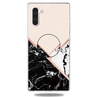 3D Marble Soft Silicone TPU Case Cover Bracket For Galaxy Note10(Black and White Powder)