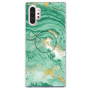 3D Marble Soft Silicone TPU Case Cover Bracket For Galaxy Note10 +(Dark Green)