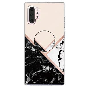 3D Marble Soft Silicone TPU Case Cover Bracket For Galaxy Note10 +(Black and White Powder)