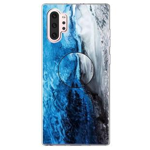 3D Marble Soft Silicone TPU Case Cover Bracket For Galaxy Note10 +(Dark Blue)