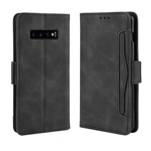 Wallet Style Skin Feel Calf Pattern Leather Case for Galaxy S10+, with Separate Card Slot(Black)