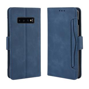 Wallet Style Skin Feel Calf Pattern Leather Case for Galaxy S10+, with Separate Card Slot(Blue)
