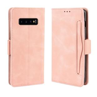 Wallet Style Skin Feel Calf Pattern Leather Case for Galaxy S10+, with Separate Card Slot(Pink)