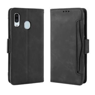 Wallet Style Skin Feel Calf Pattern Leather Case For Galaxy A40,with Separate Card Slot(Black)