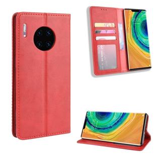 Magnetic Buckle Retro Crazy Horse Texture Horizontal Flip Leather Case for Huawei Mate 30 Pro , with Holder & Card Slots & Photo Frame(Red)