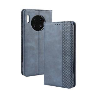 Magnetic Buckle Retro Crazy Horse Texture Horizontal Flip Leather Case for Huawei Mate 30  , with Holder & Card Slots & Photo Frame(Blue)