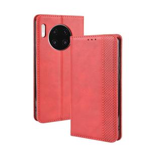 Magnetic Buckle Retro Crazy Horse Texture Horizontal Flip Leather Case for Huawei Mate 30  , with Holder & Card Slots & Photo Frame(Red)