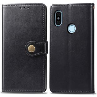 For Xiaomi Redmi Note 5 Pro Retro Solid Color Leather Buckle Mobile Phone Protection Leather Case with Photo Frame & Card Slot & Wallet & Bracket Function(Black)