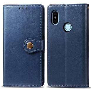 For Xiaomi Redmi Note 5 Pro Retro Solid Color Leather Buckle Mobile Phone Protection Leather Case with Photo Frame & Card Slot & Wallet & Bracket Function(Blue)