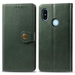 For Xiaomi Redmi Note 5 Pro Retro Solid Color Leather Buckle Mobile Phone Protection Leather Case with Photo Frame & Card Slot & Wallet & Bracket Function(Green)