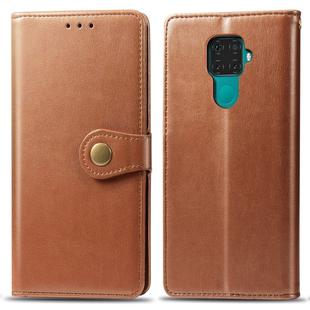 For Huawei Mate 30 Lite / Nova 5i Pro Retro Solid Color Leather Buckle Mobile Phone Protection Leather Case with Photo Frame & Card Slot & Wallet & Bracket Function(Brown)