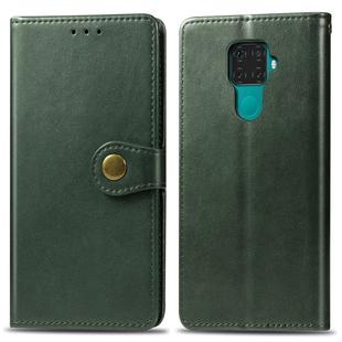 For Huawei Mate 30 Lite / Nova 5i Pro Retro Solid Color Leather Buckle Mobile Phone Protection Leather Case with Photo Frame & Card Slot & Wallet & Bracket Function(Green)