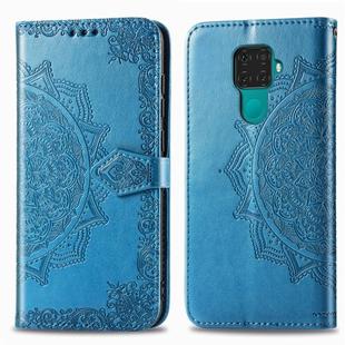 For Huawei Mate 30 Lite / Nova 5i Pro Halfway Mandala Embossing Pattern Horizontal Flip Leather Case with Holder & Card Slots & Wallet & Photo Frame & Lanyard(Blue)