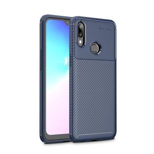Beetle Series Carbon Fiber Texture Shockproof TPU Case for Galaxy A10s(Blue)