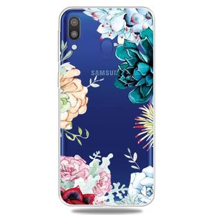 For Galaxy A40    3D Pattern Printing Extremely Transparent TPU Phone Case(The Stone Flower)