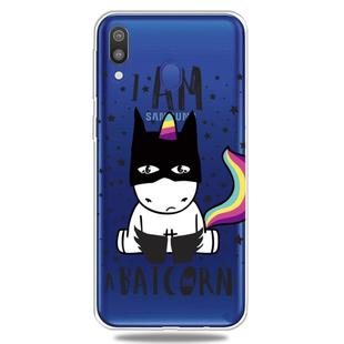 For Galaxy A40    3D Pattern Printing Extremely Transparent TPU Phone Case(Batman)