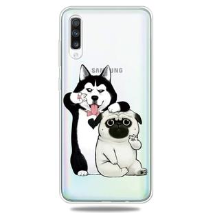For Galaxy A70    3D Pattern Printing Extremely Transparent TPU Phone Case(Self-portrait Dog)