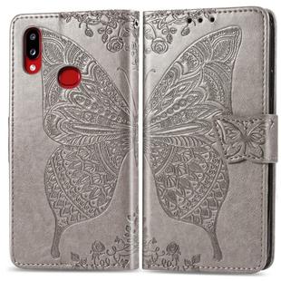 For Galaxy A10s Butterfly Love Flowers Embossing Horizontal Flip Leather Case with Holder & Card Slots & Wallet & Lanyard(Gray)