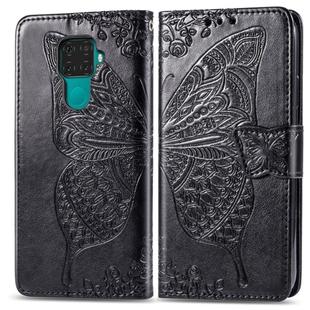 For Huawei Mate 30 Lite / Nova 5i Pro Butterfly Love Flowers Embossing Horizontal Flip Leather Case with Holder & Card Slots & Wallet & Lanyard(Black)