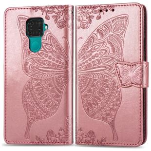 For Huawei Mate 30 Lite / Nova 5i Pro Butterfly Love Flowers Embossing Horizontal Flip Leather Case with Holder & Card Slots & Wallet & Lanyard(Rose Gold)
