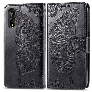 For Vivo Y7s / S1 Butterfly Love Flowers Embossing Horizontal Flip Leather Case with Holder & Card Slots & Wallet & Lanyard(Black)