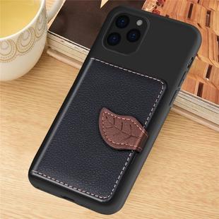 For iPhone 11 Pro Litchi Pattern Card Bag Wallet Bracket + TPU Phone Casewith Card Slot Wallet Bracket Function(Black)