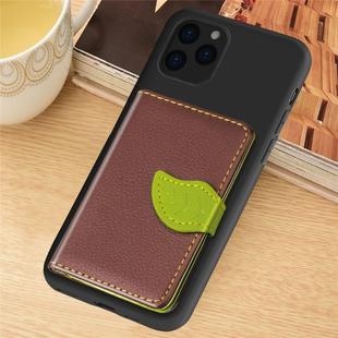 For iPhone 11 Pro Litchi Pattern Card Bag Wallet Bracket + TPU Phone Casewith Card Slot Wallet Bracket Function(Brown)