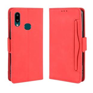 For Galaxy A10s Wallet Style Skin Feel Calf Pattern Leather Case with Separate Card Slot(Red)