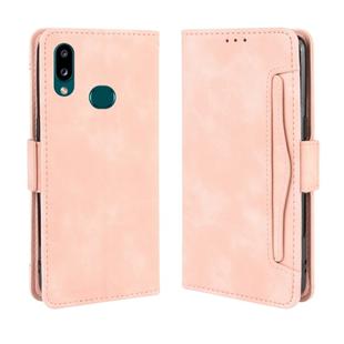 For Galaxy A10s Wallet Style Skin Feel Calf Pattern Leather Case with Separate Card Slot(Pink)