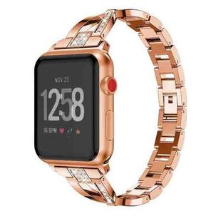 For Fitbit Versa / Fitbit Versa 2 / Fitbit Versa Lite Edition Universal X-shaped Metal Strap(Rose Gold)
