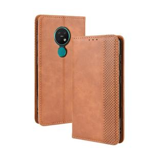 For Nokia 7.2 / Nokia 6.2 Magnetic Buckle Retro Crazy Horse Texture Horizontal Flip Leather Case , with Holder & Card Slots & Photo Frame(Brown)