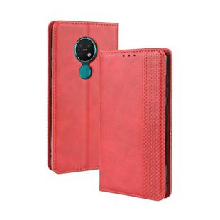 For Nokia 7.2 / Nokia 6.2 Magnetic Buckle Retro Crazy Horse Texture Horizontal Flip Leather Case , with Holder & Card Slots & Photo Frame(Red)
