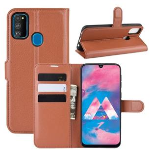 For Galaxy M30s Wallet Stand Leather Cell Phone Case with Wallet & Holder & Card Slots(Brown)