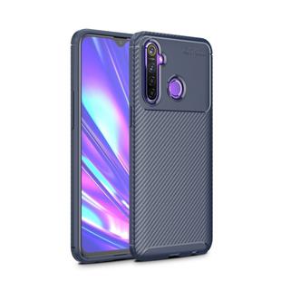For OPPO Realme 5 Carbon Fiber Texture Shockproof TPU Case(Blue)
