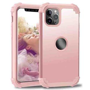 For iPhone 11 Pro PC+ Silicone Three-piece Anti-drop Mobile Phone Protective Back Cover(Rose gold)