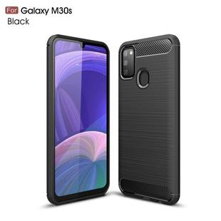 For Galaxy M30s Brushed Texture Carbon Fiber TPU Case(Black)