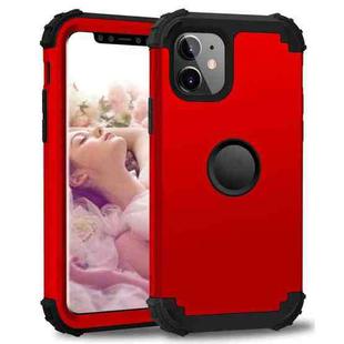 For iPhone 11 PC+ Silicone Three-piece Anti-drop Mobile Phone Protective Back Cover(Red)