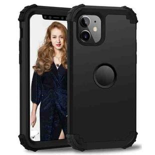 For iPhone 11 PC+ Silicone Three-piece Anti-drop Mobile Phone Protective Back Cover(Black)