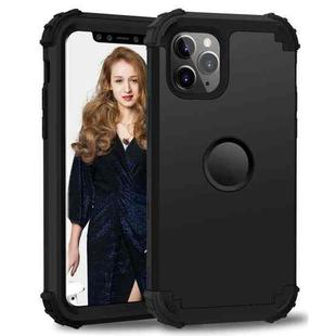 For iPhone 11 Pro Max PC+ Silicone Three-piece Anti-drop Mobile Phone Protective Back Cover(Black)