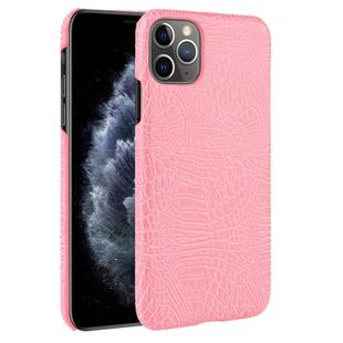 For iPhone 11 Pro Max Shockproof Crocodile Texture PC + PU Case(Pink)